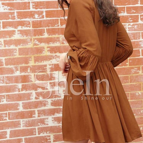 Dark Orange Long Sleeve Dress - Picture 8 of 8